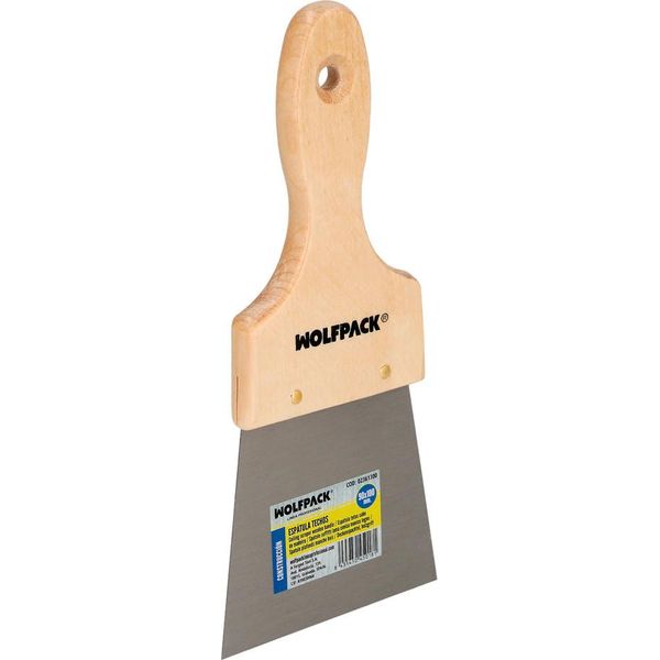 Spatola Per Soffitto Manico In Legno Lama In Acciaio 90 X 100 Mm. Spatola Per Gesso, Spatola Per Pittori, Coltello Per Stucco, Spatola Per Cartongesso, Ecc.-image