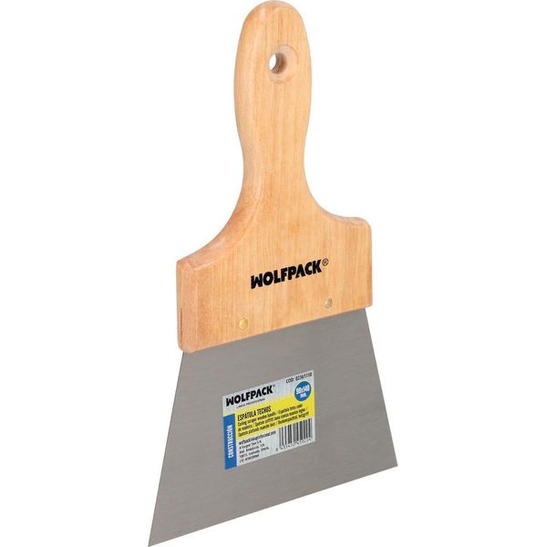 Spatola Per Soffitto Manico In Legno Lama In Acciaio 90 X 140 Mm. Spatola Per Gesso, Spatola Per Pittori, Coltello Per Stucco, Spatola Per Cartongesso, Ecc.-image
