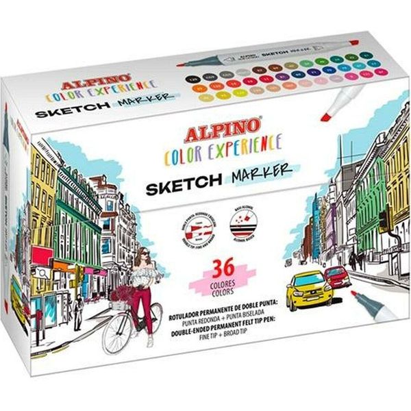 Set Di Pennarelli Alpino Sketch - Colour Experience Colorati A Doppia Estremità 36 Pezzi-image