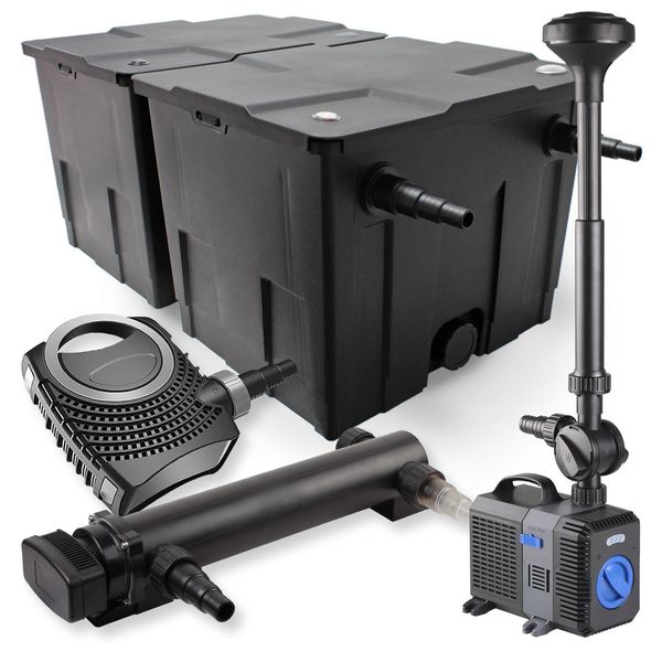 Set Completo Sunsun: Filtro Per Laghetti CBF-350B Fino A 60000L Sistema Di Filtraggio Per Laghetti A Flusso Continuo, Pompa Per Laghetti NEO10000 10000L/H 80W, Chiarificatore Per Laghetti CUV-336 Chiarificatore Uvc Con 36W, Pompa Per Fontane CTP-5003 5000L/H 30W-image