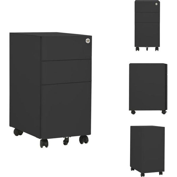 Vidaxl Armadio Per Archiviazione Con Rotelle Antracite 30X45X59 Cm In Acciaio - Armadi Per Archiviazione-image