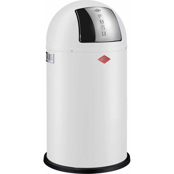Wesco Abfallsammler Pushboy, MüLleimer, Abfalleimer, Stahlblech, Weiß Matt, 50 L, 175831-74-image