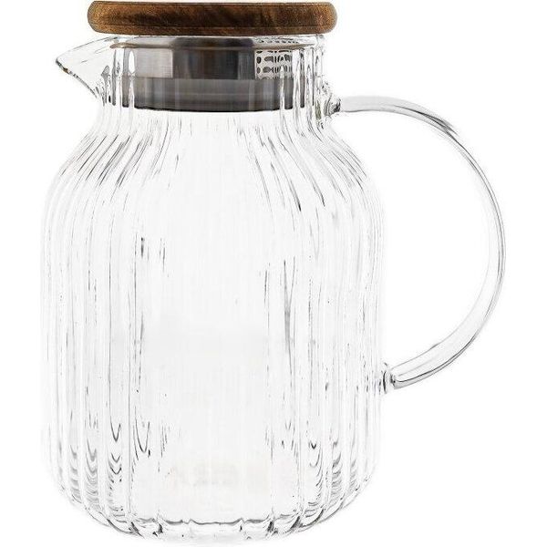 Caraffa In Vetro "Luana Caraffa"" In Vetro Borosilicato Con Coperchio In Legno - 1500 Ml"-image