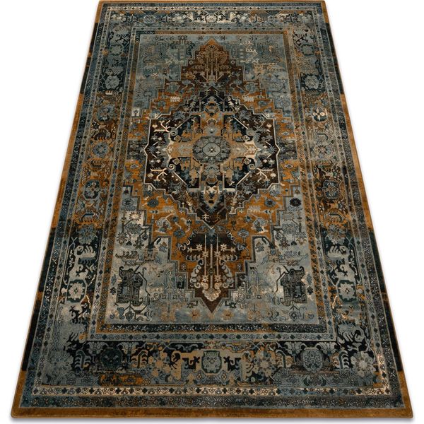 Tappeto Di Lana Polonia Alhambra Ornamento, Cadre Cognac Giallo 170X235 Cm-image
