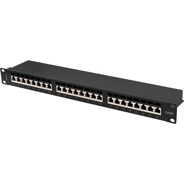 Lanberg PPSA-1024-B Lanberg Patchpanel 24-Port 1U 19" Cat.6A Ftp Geschirmt Schw."-image