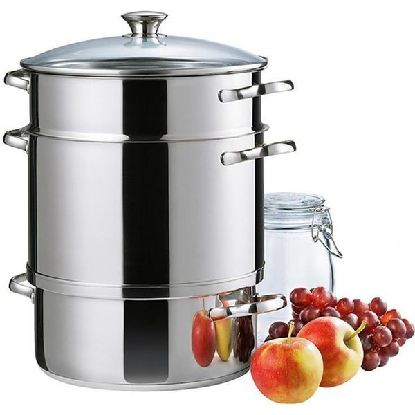 Spremiagrumi A Vapore Kelomat 3 Pezzi Ø27 Cm 10 Litri Acciaio Inox Coperchio In Vetro Induzione-image