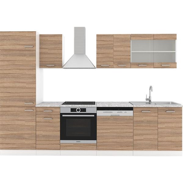 Vicco Cucina Componibile R-Line, 300 Cm Senza Piano Di Lavoro, Sonoma/Bianco-image