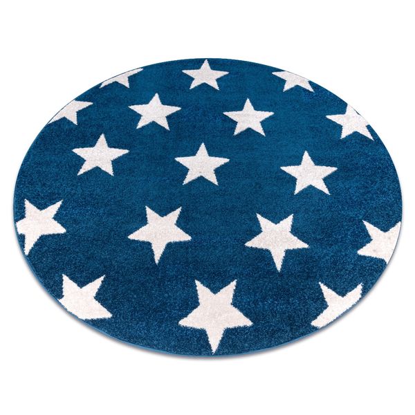 Tappeto Sketch Cerchio - FA68 Blu/Bianco - Stelline Stelle Azzurro Ruota 140 Cm-image