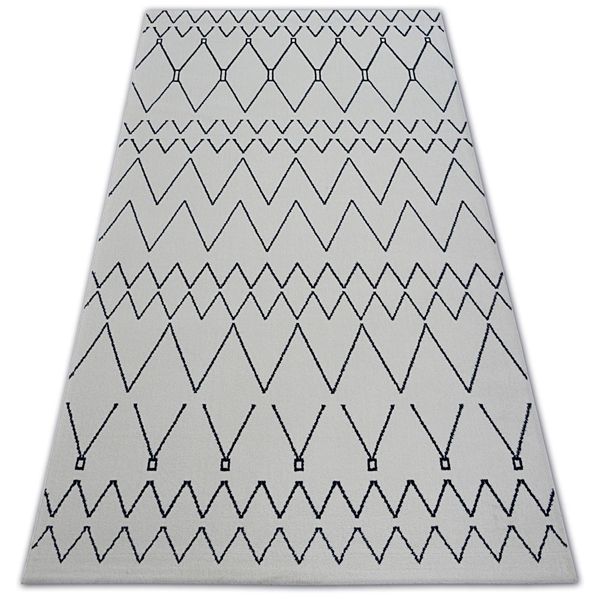 Tappeto Sense Micro 81249 Zigzag Etno Bianco/Blu Bianca 200X290 Cm-image