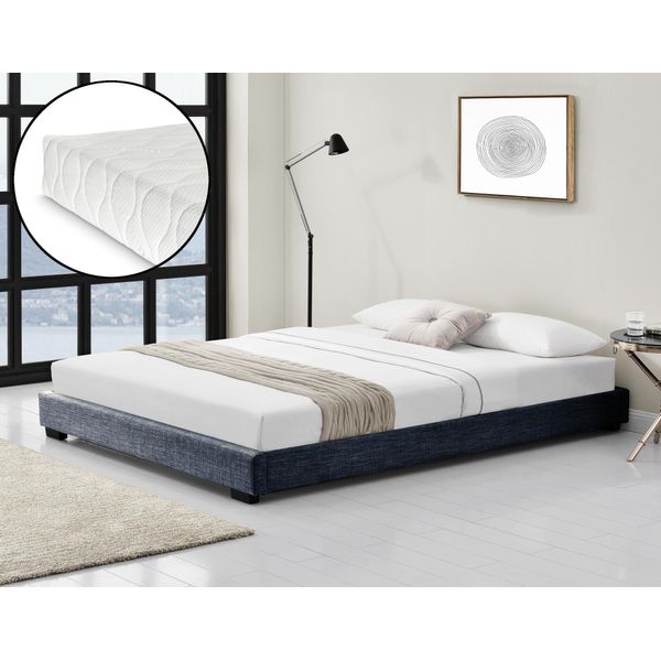 Letto Imbottito Con Materasso In Schiuma Fredda E Rete A Doghe 140X200 Cm Letto Con Materasso ÖKO-TEX Standard 100 Letto Giovanile In Pelle Finta Grigio Scuro Corium-image
