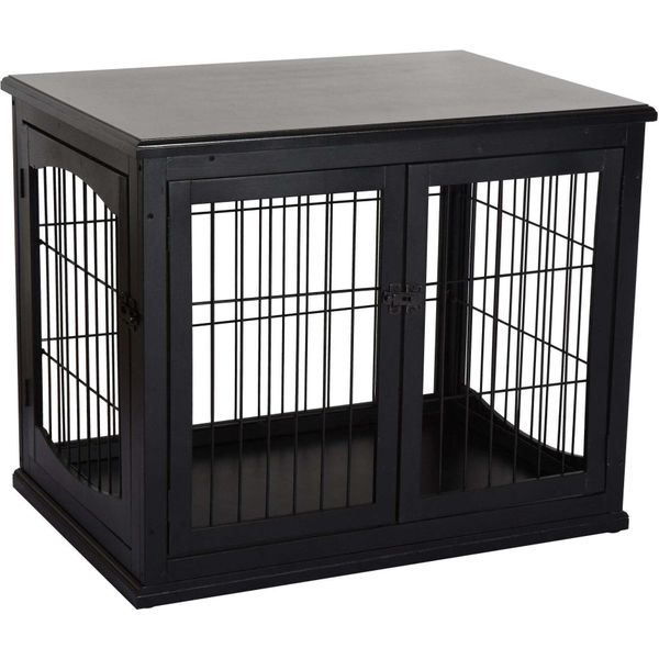 Pawhut Gabbia Per Cani Per Casa, Cuccia Per Cani Con 2 Ingressi, Box Per Cani Con Serratura, Casa Per Cani Di Piccola Taglia, Nero, 58,5 X 81 X 66 Cm-image
