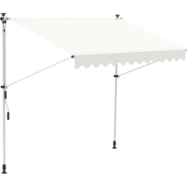 Tenda Da Sole A Pinza Mucola Tenda Da Balcone Regolabile In Altezza Senza Foratura Tenda Da Sole Protezione Solare Protezione Dal Vento - Beige 300 X 120 Cm-image