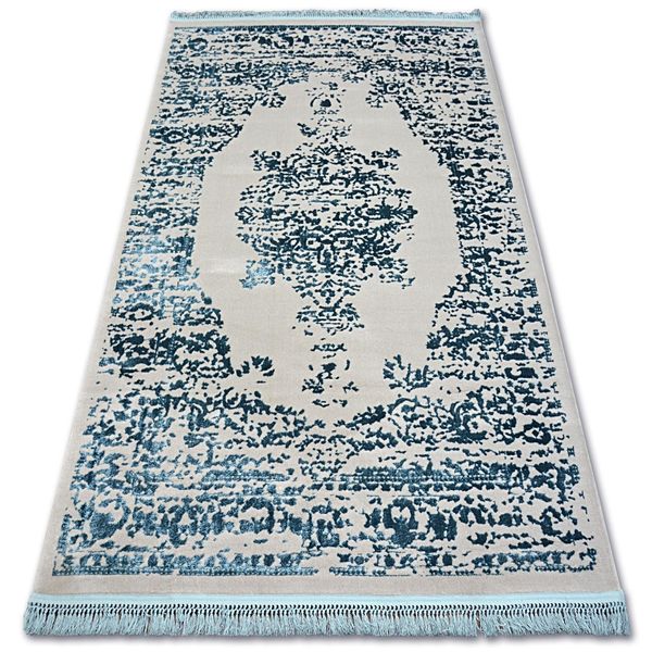 Tappeto Acrilico Manyas 192AA Grigio/Blu Frange Azzurro 80X300 Cm-image