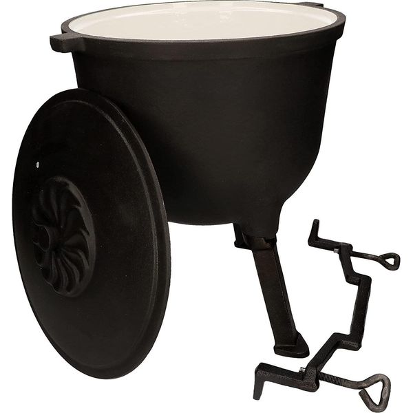 Kotarbau® Bollitore In Ghisa 10 L Smaltato Bollitore Solido Per Caminetti Con Coperchio A Tenuta Stagna-image