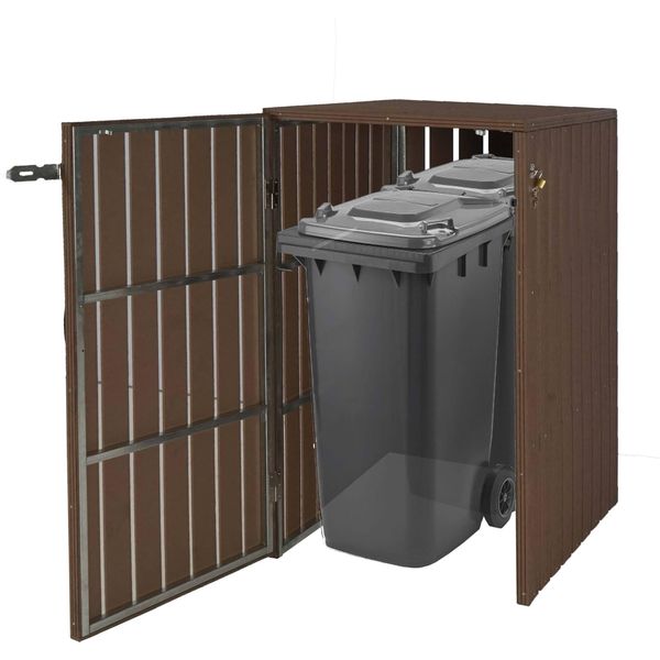 Xl 1/2 Wpc Copertura Del Cestino HWC-J28, Contenitore Per Rifiuti, Aspetto Legno Metallo, Espandibile ~ Marrone-image