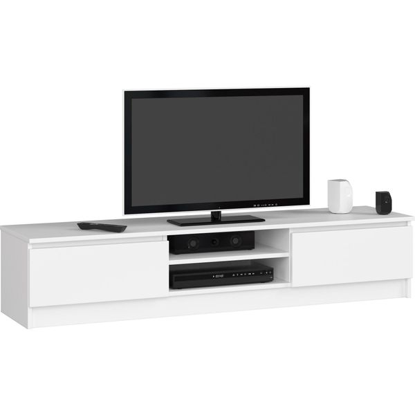 Mobile Tv Bianco Elegante 160 Cm Per Soggiorno Da Clp Con 2 Armadi E Ripiani-image
