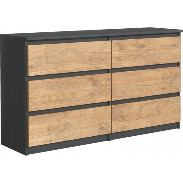 Cassettiera 6 Cassetti, Antracite / Rovere Lancelot, 120 X 78 X 39 Cm-image