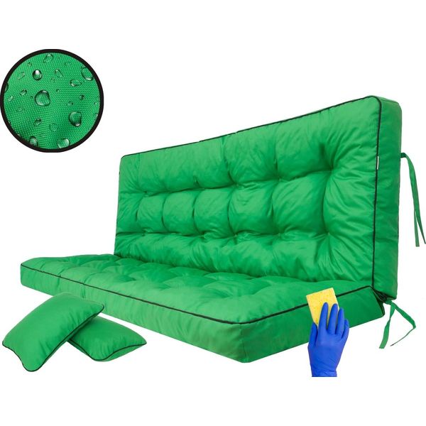 Hobbygarden Cuscino Per Panchina Cuscino Per Panca Da Giardino Cuscino Per Dondolo Cuscino Per Pavimento Cuscino Per Altalena Da Esterno / Interno - Pola - 150 Cm - Verde-image
