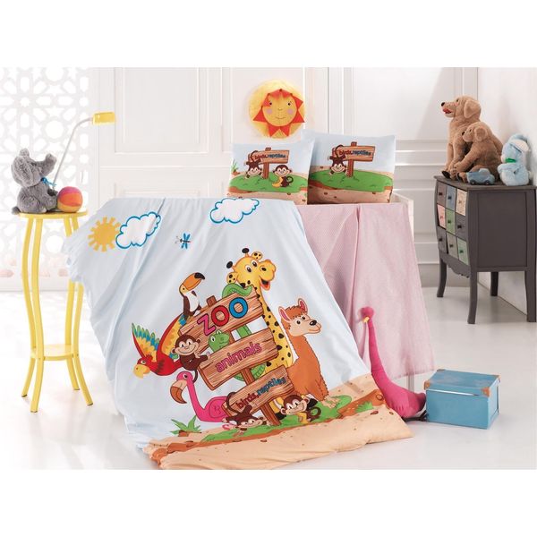 Biancheria Da Letto Per Neonati Reversibile Zoo 100 X 135 Cm-image