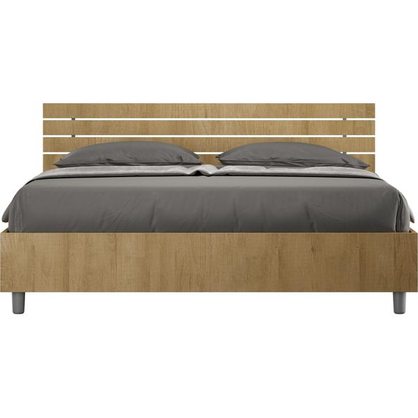 Letto Contenitore Doppia Alzata 160X190 Testata Inclinata Con Doghe Quercia Ankel-image