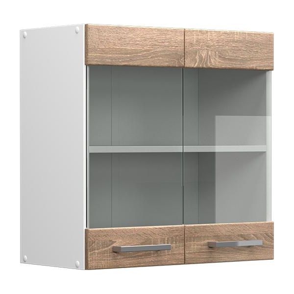 Vicco Pensile Universale R-Line, 60 Cm Con Ante In Vetro, Sonoma/Bianco-image