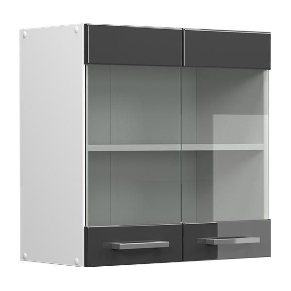 Vicco Pensile Universale R-Line, 60 Cm Con Ante In Vetro, Antracite Lucido/Bianco-image