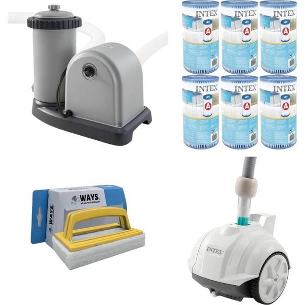 Ways - Cura Della Piscina - Aspiratore Per Piscina ZX50 & Pompa Filtro 5678 L/U & 6 Filtri Di Tipo A & Spazzola Ways Per Il Lavaggio-image