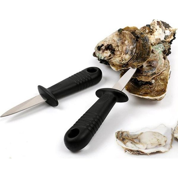 Set Di 2 Coltelli Per Ostriche Con Occhiello Per Appenderli | Coltello Per Frutti Di Mare | Pratico Apri Ostriche | Apri Molluschi In Acciaio Inox Con Manico In Plastica | Rompi Ostriche Con Protezione Per Le Dita-image