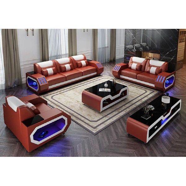Set Da Salotto 3+2+1 Posti Tavolino Credenza Jvmoebel-image