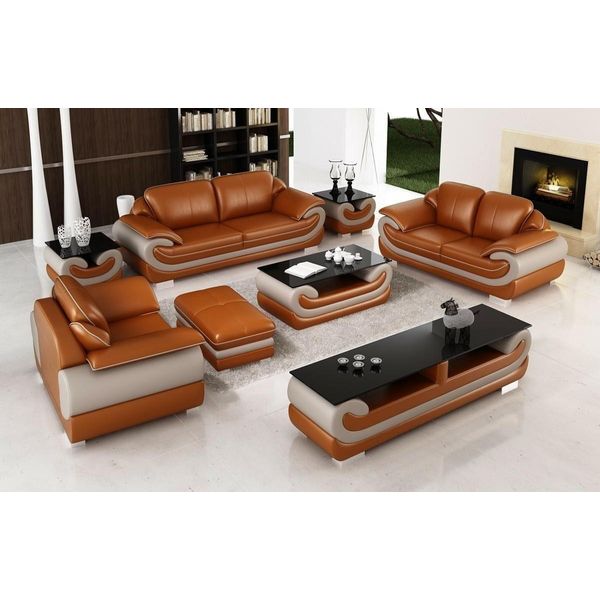 Set Di Divani 3+2+1 Posti A Sedere 2X Tavolino Credenza Sgabello 7 Pz Jvmoebel-image