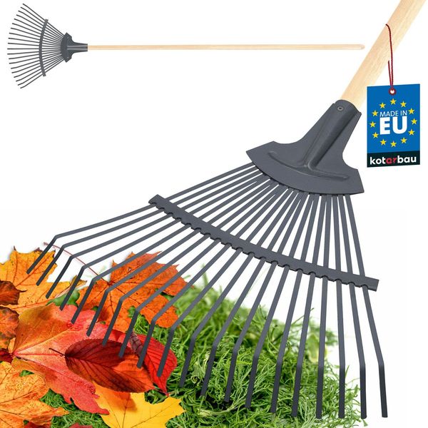 Kotarbau® Scopa Per Foglie In Nastro D'acciaio 440 Mm Con Manico In Legno 150 Cm Rastrello Scopa Per Foglie Scopa A Ventaglio Per Spazzare Le Foglie Erba Rastrello Da Giardino Rastrello Da Giardino Attrezzi Da Giardino Attrezzi Da Giardino-image