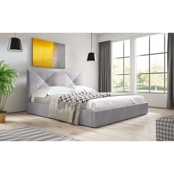 Gutto Letto Imbottito Con Contenitore 90Cm Grigio Scuro Tessuto Moderno Con Contenitore Griglia A Doghe In Legno Trapuntate-image