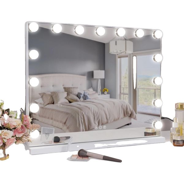 Specchio Per Il Trucco, Luci Hollywood, Lampadine Led Dimmerabili, 5846Usb-Bianco-image