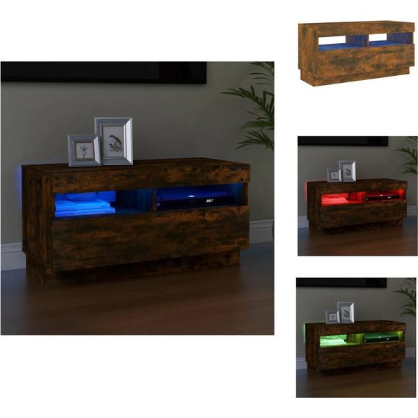 Mobile Tv Vidaxl Con Luci Led In Rovere Fumé 80X35X40 Cm - Mobili Tv-image