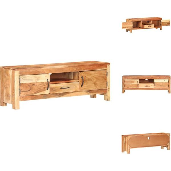 Mobile Tv Vidaxl 116X30X40 Cm In Legno Massiccio Di Acacia - Mobili Tv-image