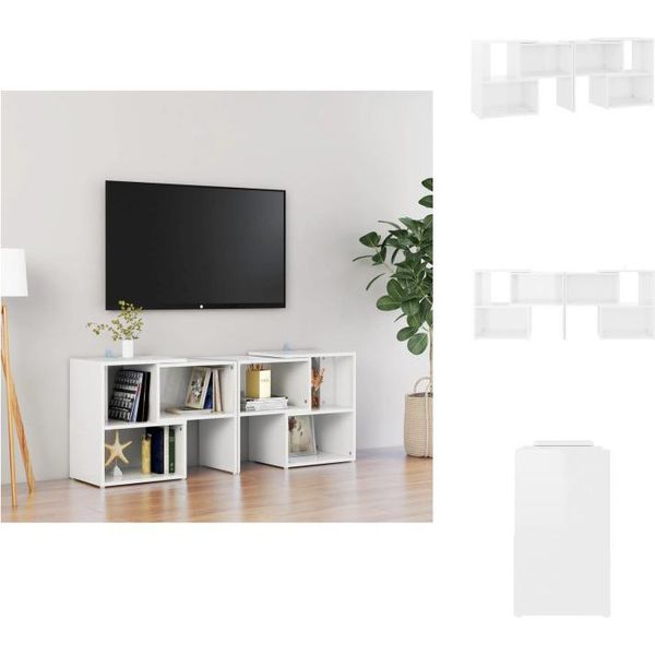 Vidaxl Mobile Tv Bianco Lucido 104X30X52Cm Materiale A Base Di Legno - Mobili Tv-image