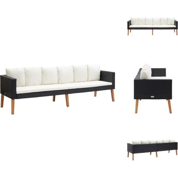 Vidaxl Divano Da Giardino A 3 Posti Con Cuscini In Poly Rattan Nero - Divani Da Giardino-image