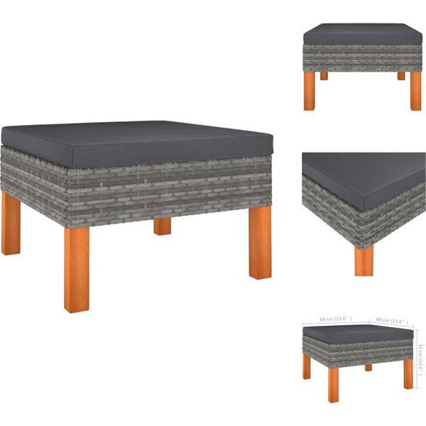 Vidaxl Poggiapiedi In Poly Rattan E Legno Massiccio Di Eucalipto - Elementi Per Divani Da Giardino-image