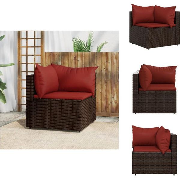 Vidaxl Divano Da Giardino Angolare Con Cuscini In Poly Rattan Marrone - Divani Da Giardino-image