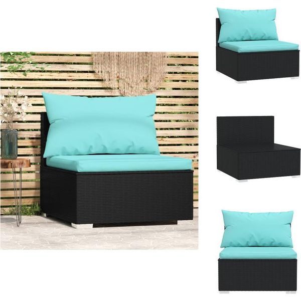Vidaxl Divano Da Centro Giardino Con Cuscini In Poly Rattan Nero - Elementi Per Divani Da Giardino-image