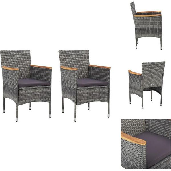 Vidaxl Sedie Da Pranzo Da Giardino 2 Pz. Poli Rattan Grigio - Sedie Da Giardino-image