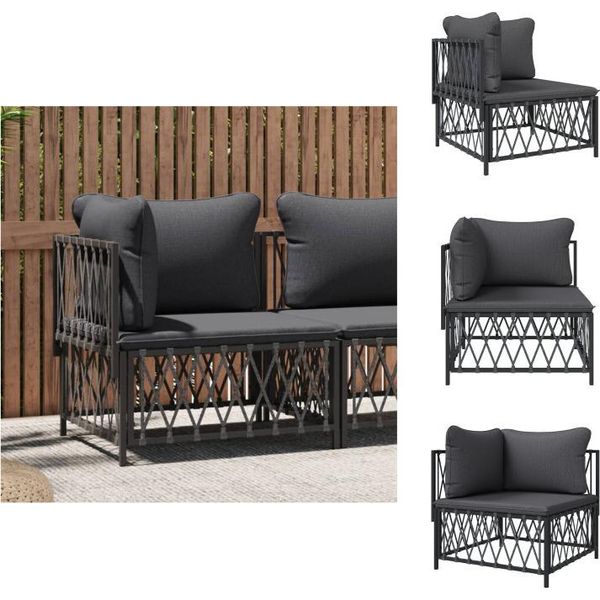 Vidaxl Divano Da Giardino Ad Angolo Con Cuscini In Tessuto Antracite - Elementi Per Divani Da Giardino-image