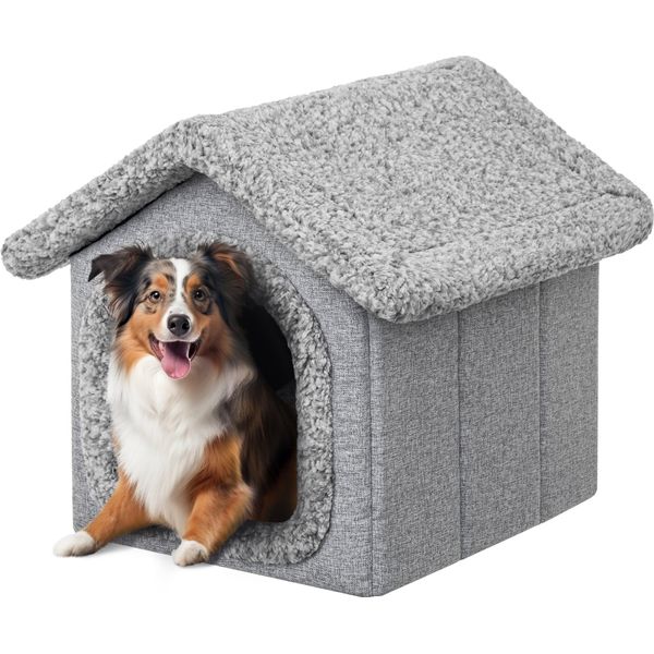 Cuccia Per Cani Casa Grotta Per Cani Cuccia Per Gatti Cuccia Per Cani Grotta Per Gatti Casa Per Cani Cuscino Per Gatti Casa Soffice, Grigio, 46X52X53 Cm-image