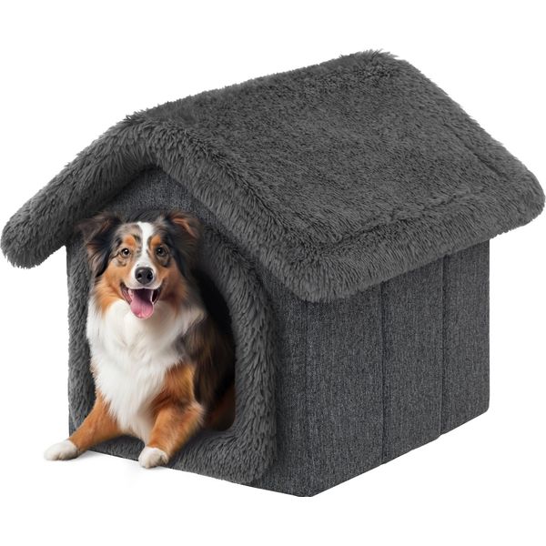 Cuccia Per Cani Casa Grotta Per Cani Cuccia Per Gatti Cuccia Per Cani Grotta Per Gatti Casa Per Cani Cuscino Per Gatti Casa Soffice, Nero Con Grigio, 60X70X63 Cm-image