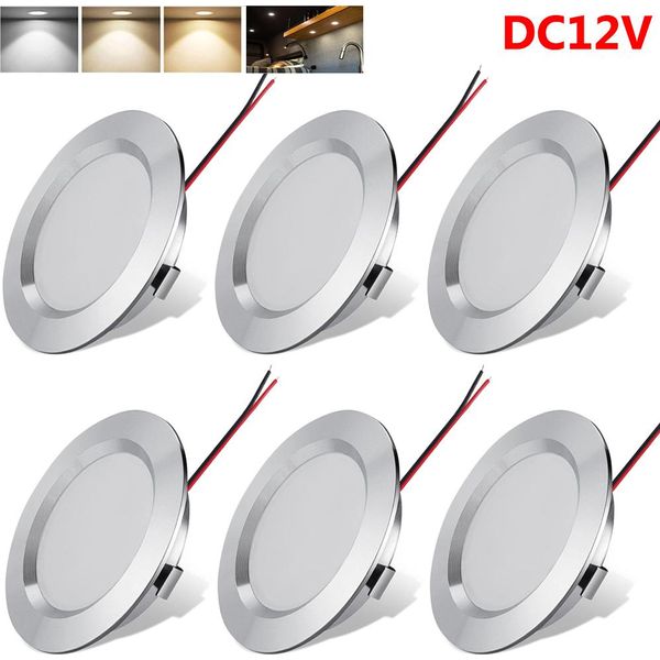 6X 3W Led Faretto Da Incasso Piatto Bianco Caldo 12V Faretti Led Faretti Da Soffitto Luce Da Incasso Faretti Da Soffitto Argento Per Bagno Cucina Corridoio-image