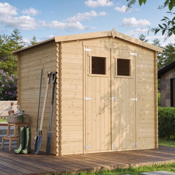 Timbela M310 Casetta In Legno Per Giardino - Casetta Da Giardino In Legno B239Xl142Xh200 Cm/ 2,63 M2 Casetta Per Giardino - Casetta Per Biciclette - Tetto Impermeabile-image