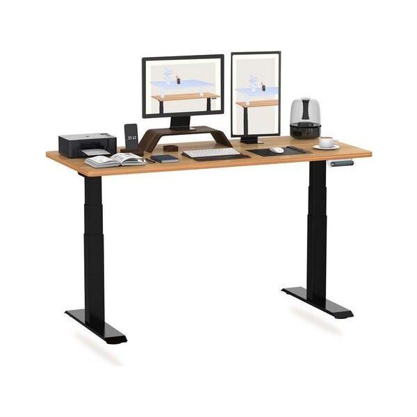 Scrivania Flexispot Regolabile In Altezza 160X80Cm 2 Motori, Portata 160 Kg, Protezione Anticollisione, Piano D'appoggio Monoblocco Da 25 Mm, 4 Posizioni Di Memoria Acero-image