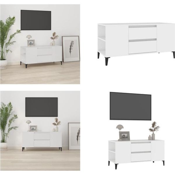 Vidaxl Mobile Tv Bianco 102X44,5X50 Cm In Legno - Mobile Tv - Mobili Tv - Mobili Tv - Porta Tv-image