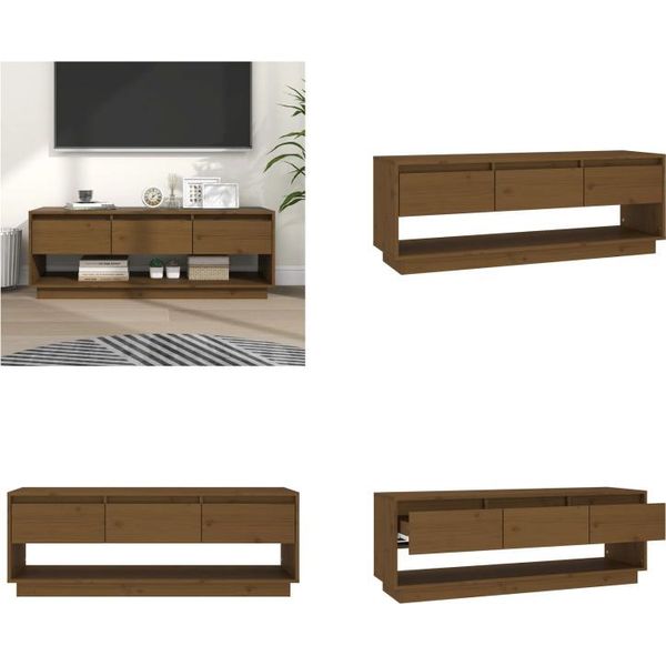 Vidaxl Mobile Tv Marrone Miele 110,5X34X40 Cm In Legno Di Pino Massiccio - Mobile Tv - Mobile Tv - Mobile Tv - Porta Tv-image