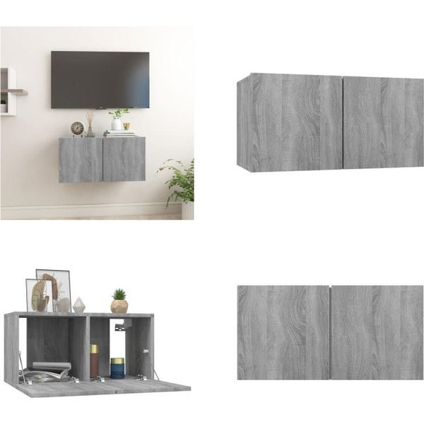 Vidaxl Mobile Tv A Parete Grigio Sonoma 60X30X30 Cm In Legno - Mobile Tv A Parete - Mobile Tv A Parete - Mobile Tv - Mobili Tv-image